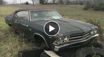 ABANDONED 1969 SS396 CHEVELLE PARKED BESIDE A HOUSE!!!