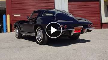 1963 Chevrolet Corvette Split Window in Blue & 327 Engine Sound on My Car Story with Lou Costabil...