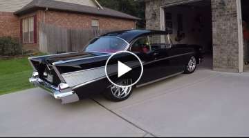 Dad Backs 57 Chevy Out of Garage
